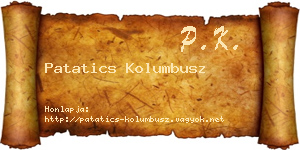 Patatics Kolumbusz névjegykártya
